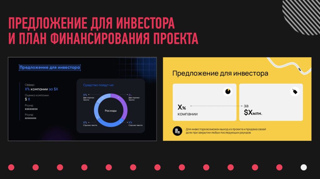 примеры слайдов с предложением для инвесторов