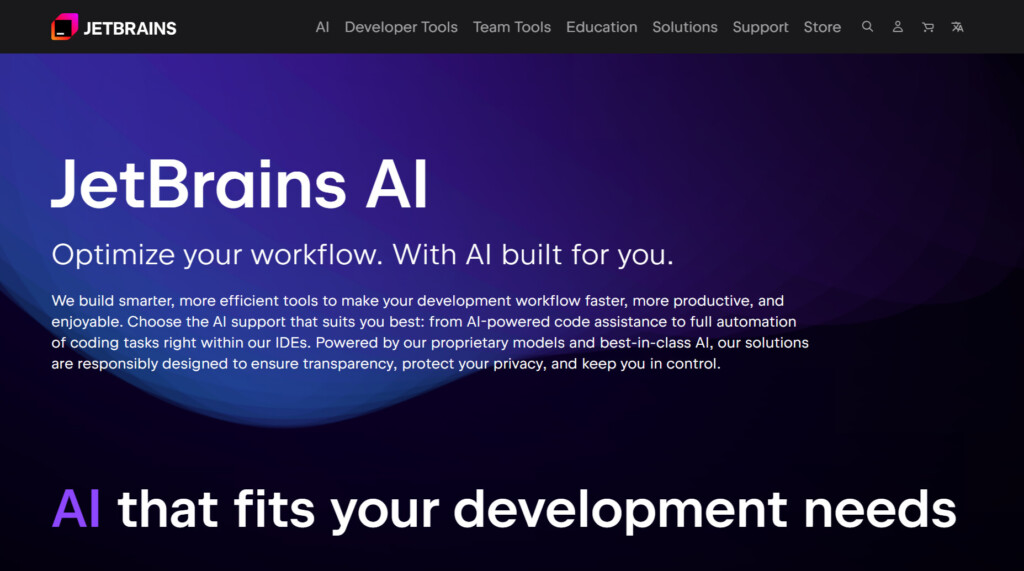 Стартовая страница JetBrains AI