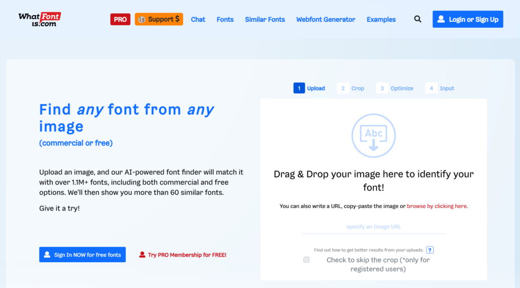 Стартовая страница WhatFontIs